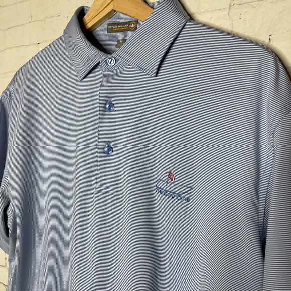 Men's Peter Millar Summer Comfort Short Sleeve Blue Striped Golf Polo Medium - Picture 2 of 8